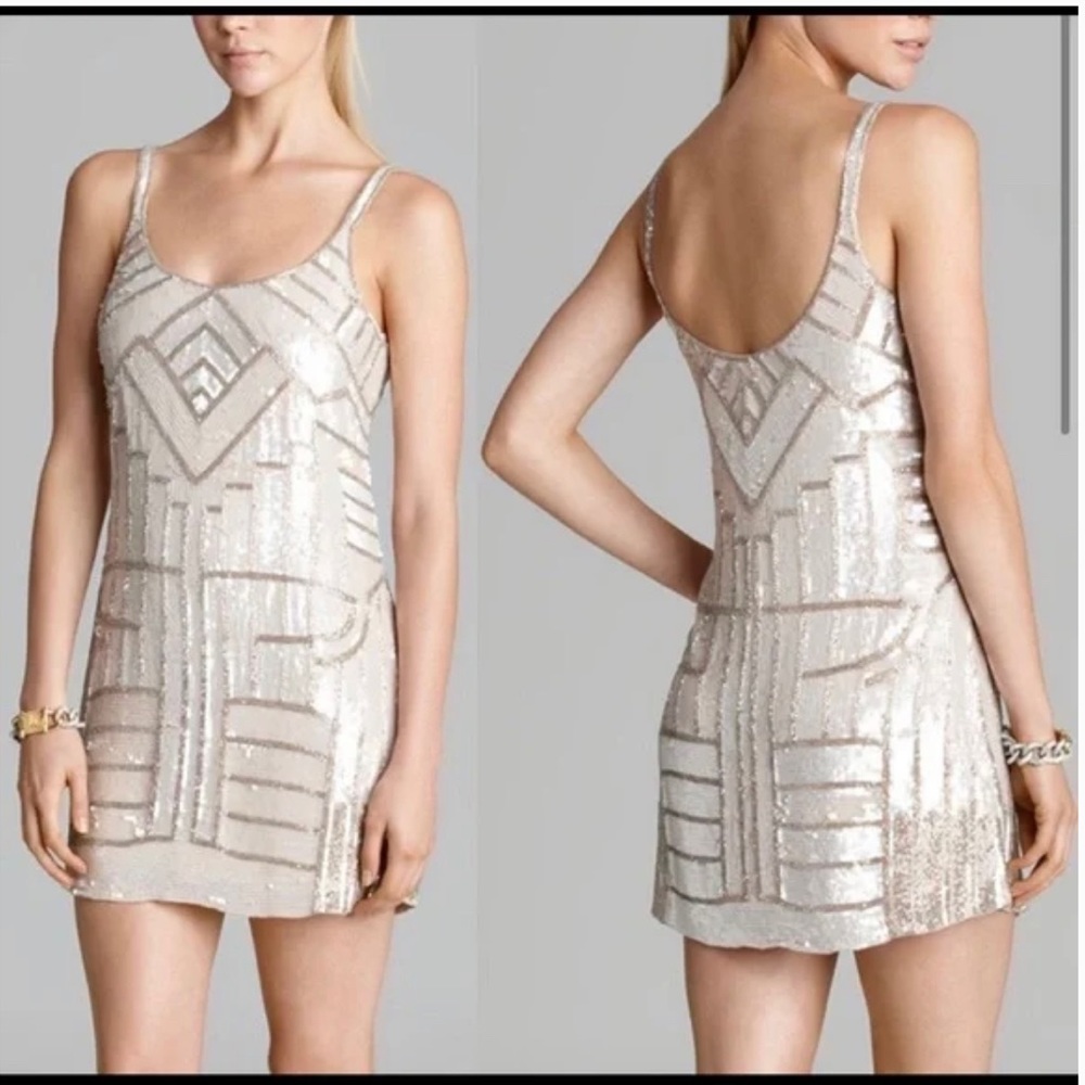 Parker Hayden gold sequin flapper dress S